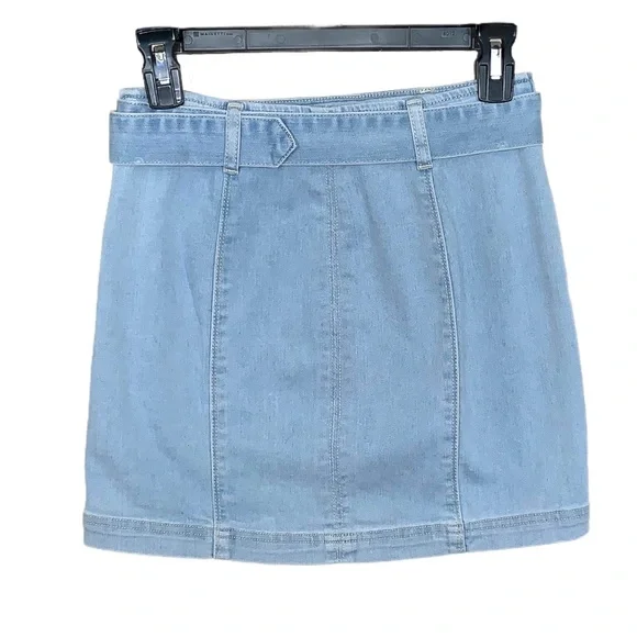 PacSun Belted Panel Light Wash Denim Mini Skirt Size 24 - Picture 3 of 11